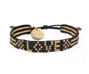 SEED BEAD LOVE BRACELET - BLACK AND GOLD